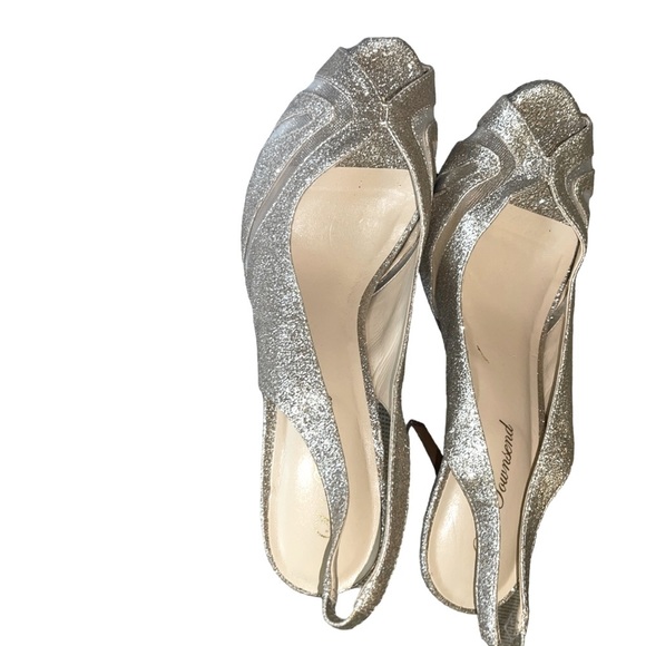 Lulu Townsend Open Toe Glitter Gold 4.5” Stiletto Formal Platform Heels 9.5 - Picture 6 of 9